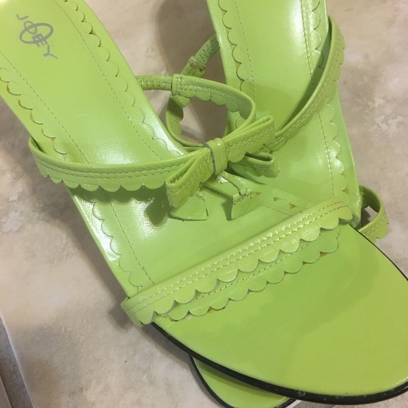 Joey O Green Strappy Rikrak Trim Preppy High Heel Sandals 6 EUC - Picture 5 of 8